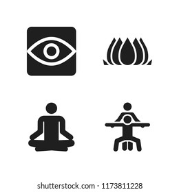 meditation icon. 4 meditation vector icons set. lotus flower, yoga and visibility icons for web and design about meditation theme
