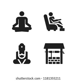 meditation icon. 4 meditation vector icons set. relax, well and yoga icons for web and design about meditation theme