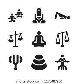 meditation icon. 9 meditation vector icons set. balance, yoga and relaxation icons for web and design about meditation theme