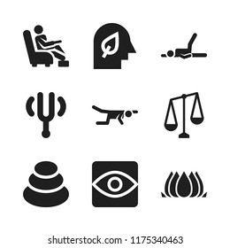 meditation icon. 9 meditation vector icons set. relaxation, balance and mind icons for web and design about meditation theme