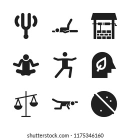 meditation icon. 9 meditation vector icons set. relax, balance and well icons for web and design about meditation theme