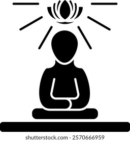 Meditation Icon - Black Filled Style - Social Anxiety Theme