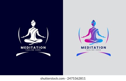 Meditation icon body health fitness logo sample idea template design 