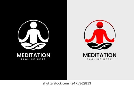 Meditation icon body health fitness logo sample idea template design 