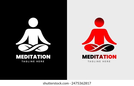 Meditation icon body health fitness logo sample idea template design 