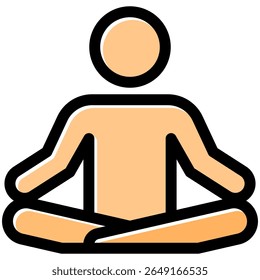 meditation icon in flat outline offset style