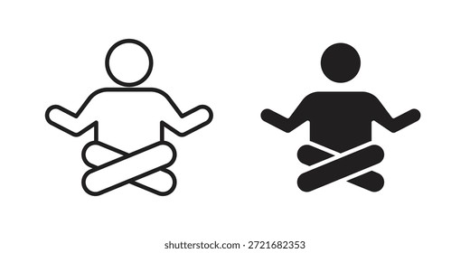 Icono de meditación plano y delgado paquete de Vector de carrera. Conjunto de iconos editables