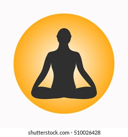 Meditation icon. human meditating in lotus pose.
Vector Yoga Pose. Fitness, gym and Sport.Relax and zen.