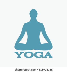 Meditation icon. human meditating in lotus pose.
Vector Yoga Pose. Fitness, gym and Sport.Relax and zen.