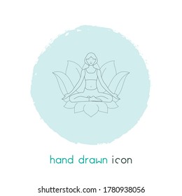 Elemento de línea de icono de meditación. Ilustración vectorial de la línea de iconos de meditación aislada en fondo limpio para el diseño del logotipo de la aplicación móvil web.