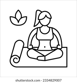 Meditation icon line symbol. Premium quality isolated yoga element in trendy style. vector illustration on white background