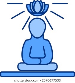 Meditation Icon - Lineal Blue Style - Social Anxiety Theme