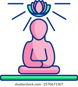 Meditation Icon - Lineal Color Style - Social Anxiety Theme