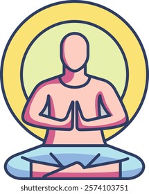 Meditation Icon - Lineal Color Style - Neuroscience Theme