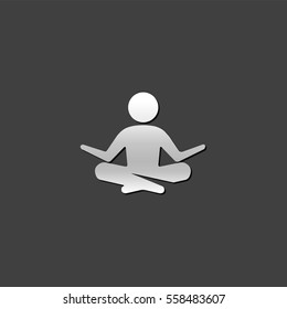 Meditation icon in metallic grey color style.Concentration wellness health