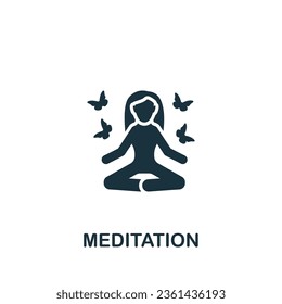 Meditation icon. Monochrome simple sign from mental health collection. Meditation icon for logo, templates, web design and infographics.