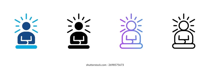 Meditation Icon Multiple Style Vector Illustration
