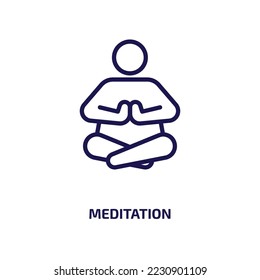 meditation icon from religion collection. Thin linear meditation, body, health outline icon isolated on white background. Line vector meditation sign, symbol for web and mobile