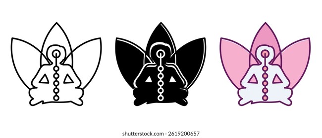 Meditation icon represented by lotus, meditation pose Line, Filled, Color style.