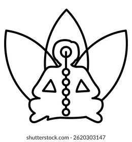 Meditation icon represented by lotus, meditation pose Line style.