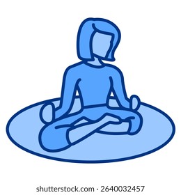 Meditation icon represented by Meditation pose Blue style.