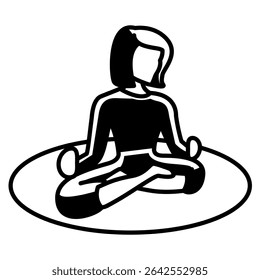 Ícone de meditação representado pelo estilo Meditação pose Black Filled.
