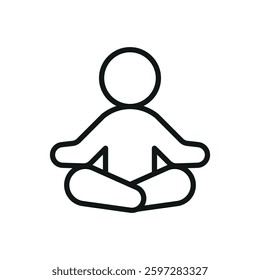Meditation icon represents mindfulness and well-being, perfect for World Health Day promotions, mental wellness campaigns, yoga apps, and holistic health visuals.