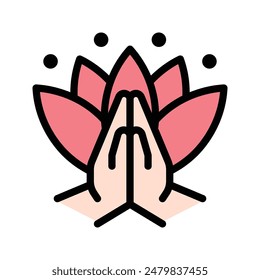 Meditation Icon Serene Design in Flat Lineal Color Style