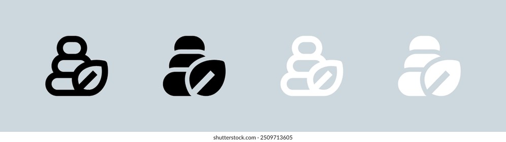 Meditation icon set in black and white. Relaxation signs vector illustration.