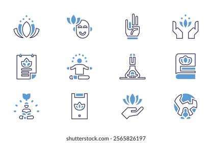 Meditation icon set. Bold line style. Duotone colors. Editable stroke. meditation, location, internationaldayofyoga, thirdeye, manual, yogacenter, surya, yoga, calm.