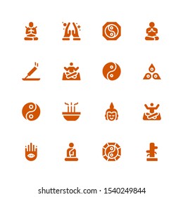 Meditation Icon Set Collection 16 Filled Stock Vector (Royalty Free ...