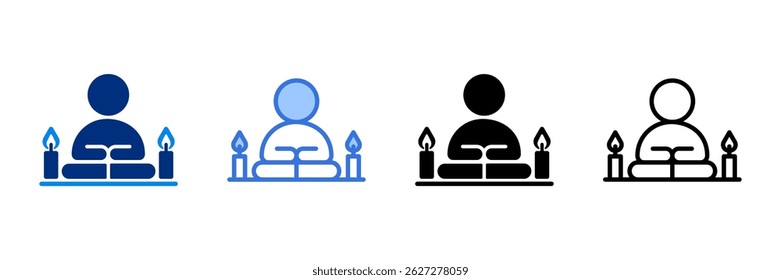 Meditation Icon Set Multiple Style Vector Illustration