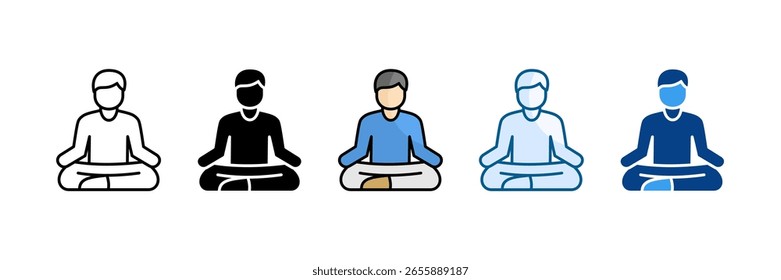 Meditation Icon Set Multiple Style Collection