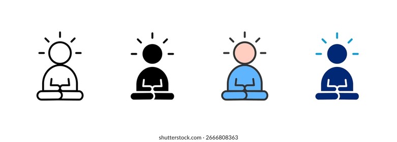 Meditação Ícone Definir Coleção de Estilos Múltiplos