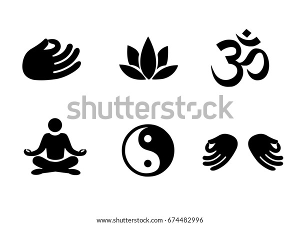 Meditation Icon Set Vector Stock Vector (Royalty Free) 674482996 ...