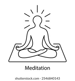 Meditation Icon – A Silhouette in a Lotus Position Surrounded by a Serene Aura.