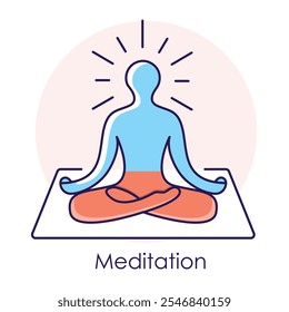 Meditation Icon – A Silhouette in a Lotus Position Surrounded by a Serene Aura.