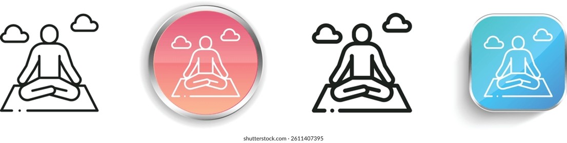 meditation icon. Thin Linear, Regular and Button Style Design Isolated On White Background