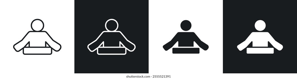 Meditation icon vector collection in black and white.