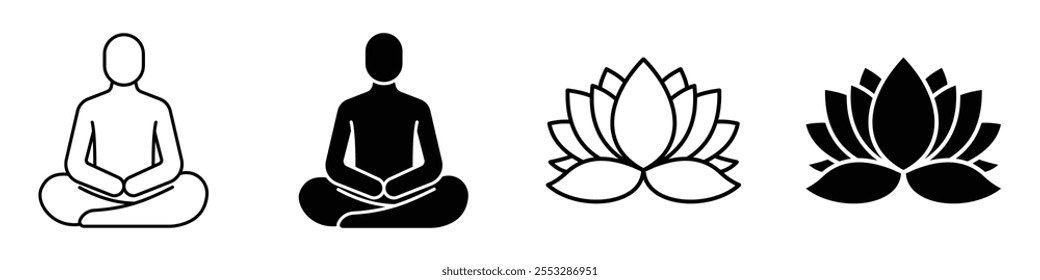 Meditation icon vector set. EPS10