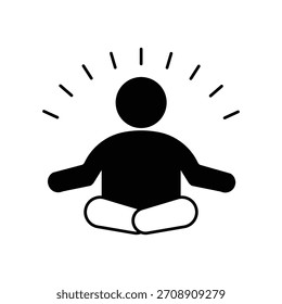 Icono de meditación con fondo blanco Vector Ilustración de stock