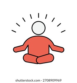 Icono de meditación con fondo blanco Vector Ilustración de stock