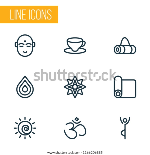 Meditation Icons Line Style Set Yoga Stock Vector Royalty Free