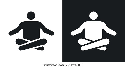 Meditation icons in solid black and white colors
