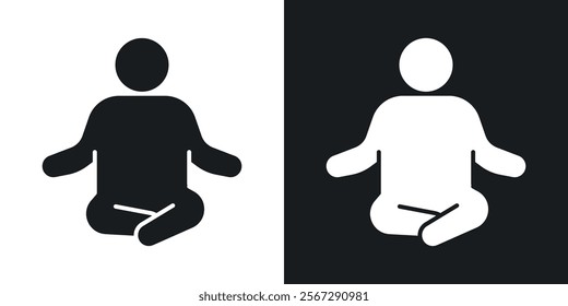 Meditation icons in solid black and white colors