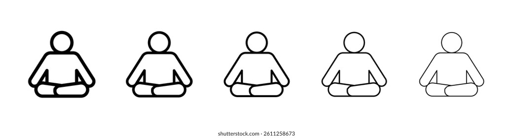 Meditation icons vector set in different stroke line style
