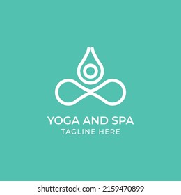 Meditation Infinity Line Art Logo For Beauty Spa Wellness Healthy Concept