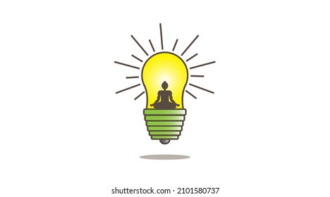 Meditation Lamp Logo. Unique logo combination of lights with people who are meditating. Suitable for various businesses