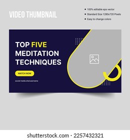 Meditation lifestyle tips video thumbnail cover banner template design