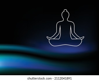 Meditation line art with abstract background vector illustration 